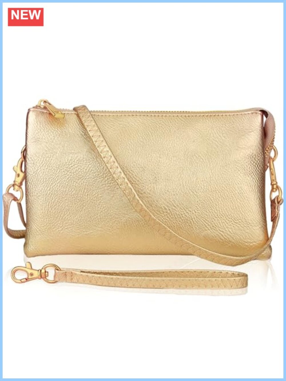 Vegan Leather Convertible Crossbody Wristlet Clutch with Card Slots